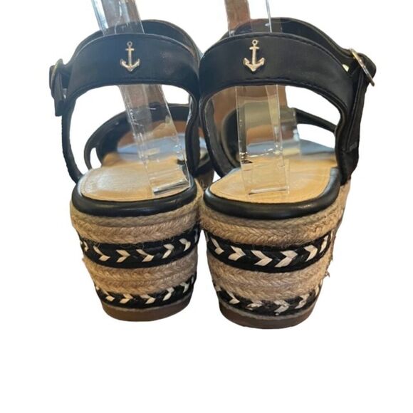 Nautica Jessi Ladies Black Ankle Strap Sandal Platform Espadrille Size 9 - Picture 6 of 8